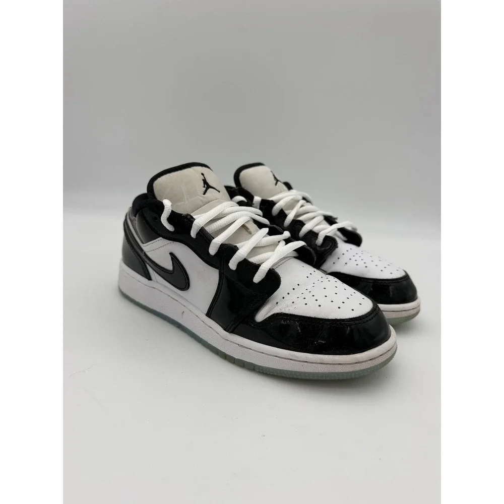 Air Jordan 1 Low Concord White Black Patent Leather DV1333-100 Kids 6Y
